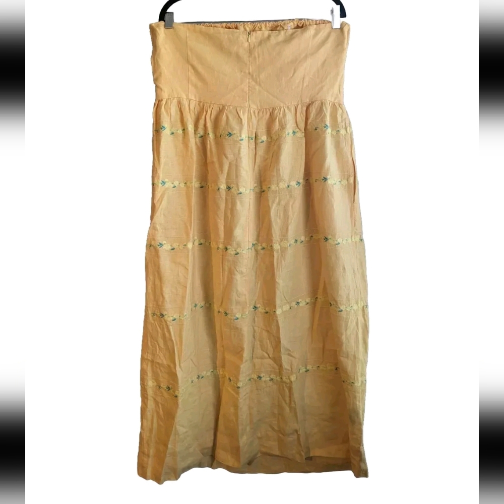 NWT Fanm Mon Anim Strapless Linen Embroidered Dress - Picture 3 of 8